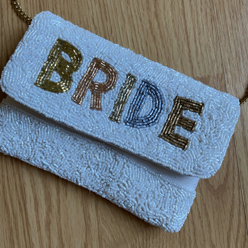 Bride bedazzled clutch